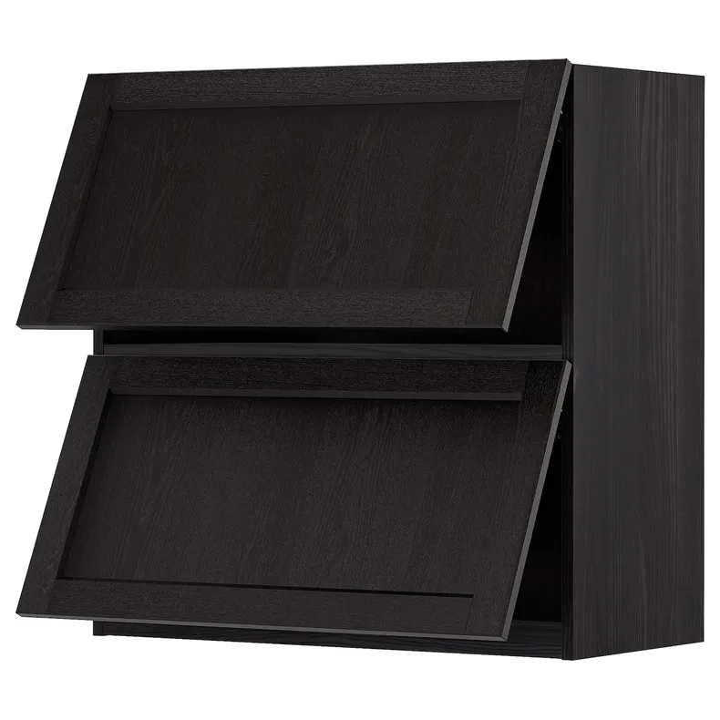 IKEA METOD МЕТОД, навесной шкаф / 2 дверцы, горизонтал, черный / Лерхиттан с черными пятнами, 80x80 см 293.917.67 фото №1