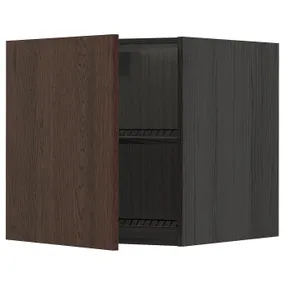 IKEA METOD МЕТОД, верхня шафа для холодильн / мороз кам, чорний / синапський коричневий, 60x60 см 994.598.48 фото