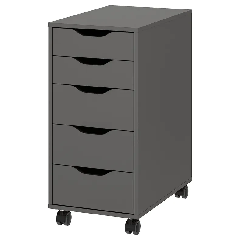 IKEA ALEX, Комод на колесиках, Темно-серый/черный, 36x76 см 695.826.80 фото №1