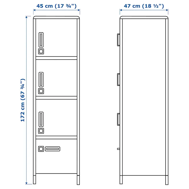 IKEA IDÅSEN ІДОСЕН, висока шафа з шухлядами й дверцятам, темно-зелений, 45x172 см 104.964.01 фото №5
