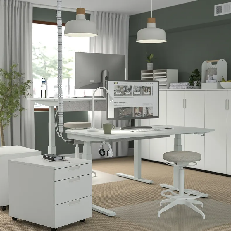IKEA MITTZON МІТТЗОН, стіл регульований, електричний білий, 140x80 см 195.285.63 фото №4