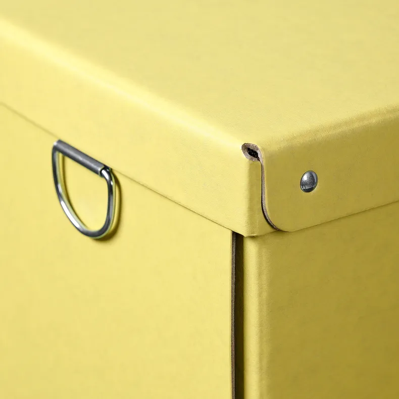 IKEA NIMM НІММ, коробка для зберігання з кришкою, жовтий, 16.5x16.5x15 см 605.959.41 фото №2