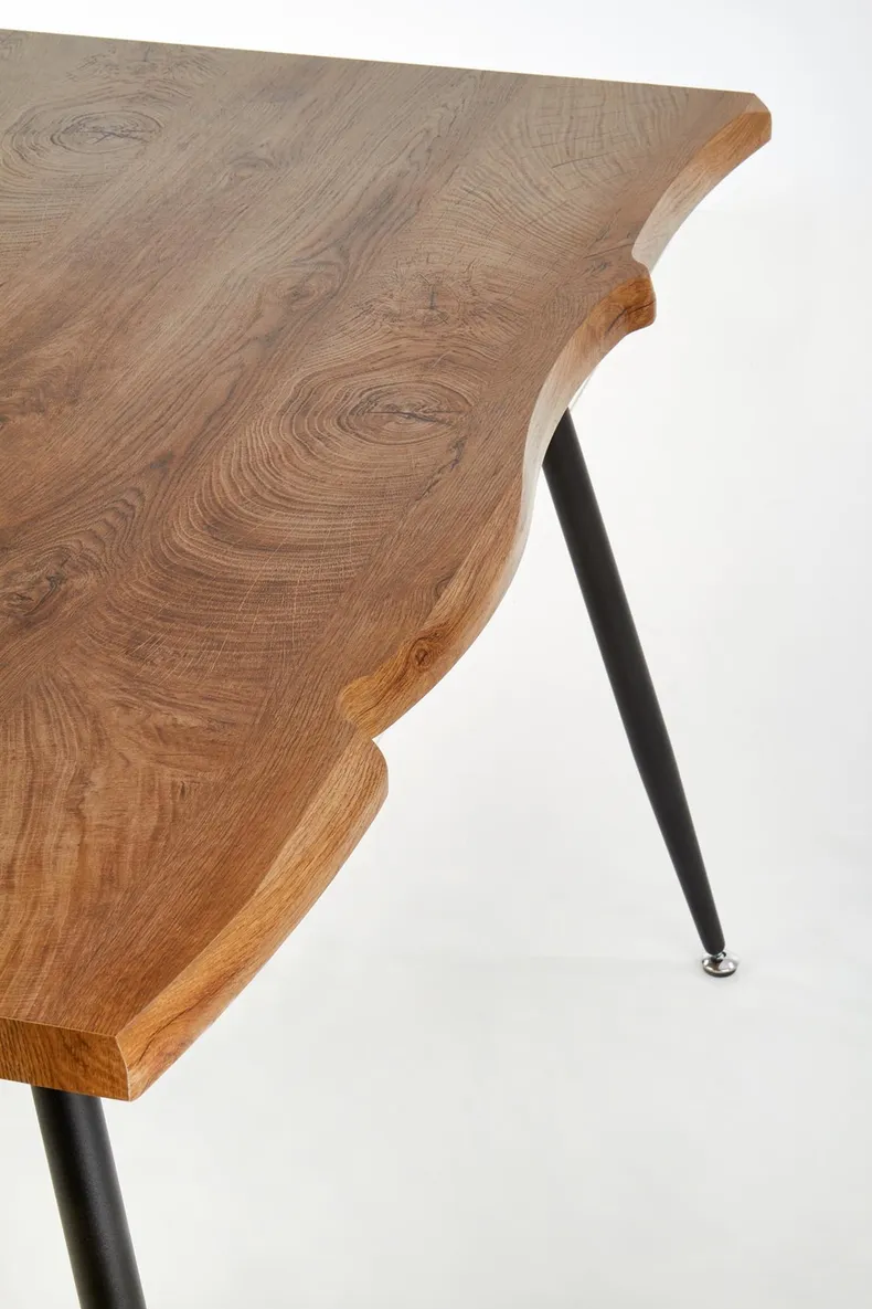 Кухонный стол HALMAR LARSON 120x80 см, столешница - натуральный дуб, ножки - черные фото №3