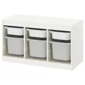 IKEA TROFAST ТРУФАСТ, комбінація для зберіган +контейнери, білий/сірий, 99x44x56 см 093.287.91 фото thumb №1
