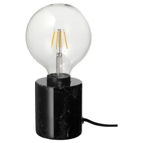 IKEA MARKFROST МАРКФРОСТ / LUNNOM ЛУННОМ, настільний світильник із лампою, чорний мармур/куля 594.944.53 фото