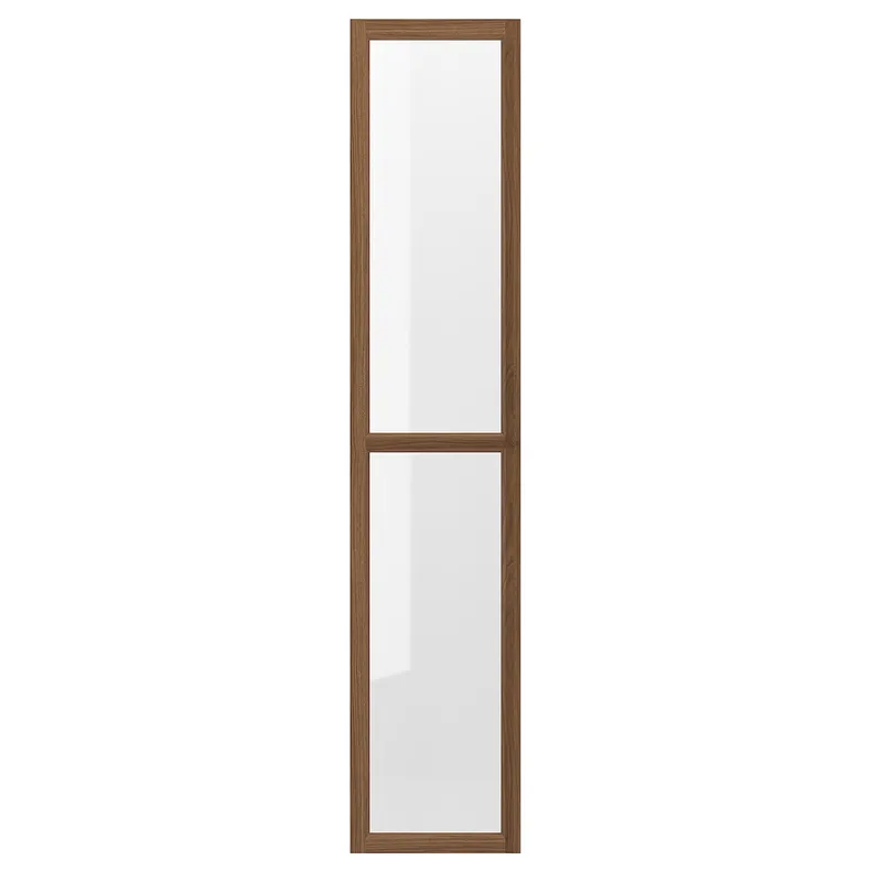 IKEA OXBERG ОКСБЕРГ, стеклянная дверь, коричневый орех, 40x192 см 205.087.00 фото №1
