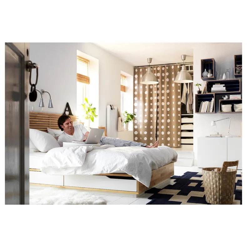 IKEA MANDAL МАНДАЛ, каркас ліжка з узголів’ям, береза / біла, 160x202 см 890.949.48 фото №6