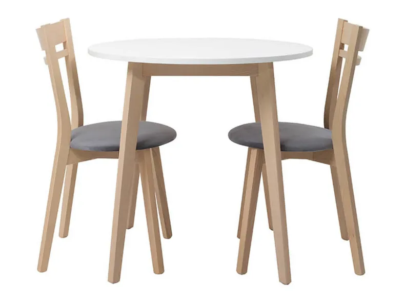 BRW Комплект: стіл 80х80 см + 2 оксамитових стільці BRW KEITA, білий/дуб сонома KEITA_STO_2KRS-BI/DSO фото №4