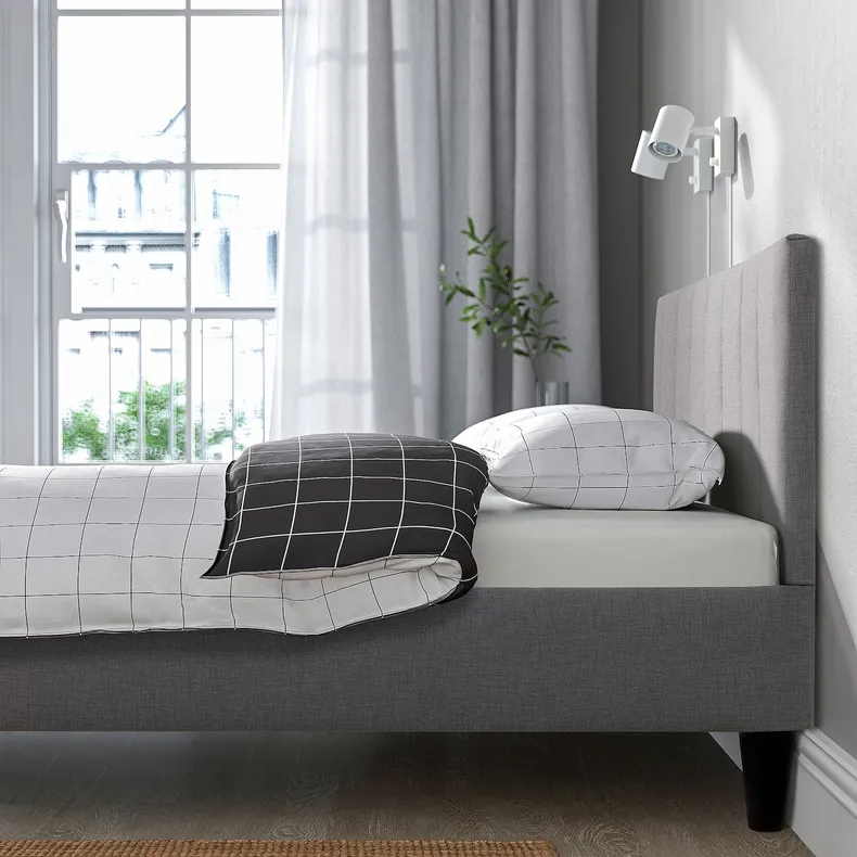 IKEA FALUDDEN ФАЛУДДЕН, каркас ліжка з оббивкою, сірий, 140x200 см 605.635.01 фото №6