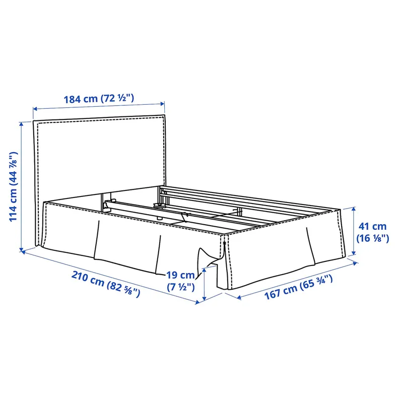 IKEA TÄRNKULLEN, чехол для рамы кровати, Виссл бежевый, 160x200 см 405.846.65 фото №6