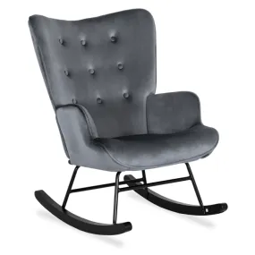 Кресло-качалка бархатное MEBEL ELITE ELIS Velvet, Серый фото