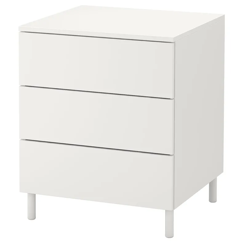 IKEA PLATSA ПЛАТСА, комод с 3 ящиками, белый / фонен белый, 60x57x73 см 492.772.47 фото №1