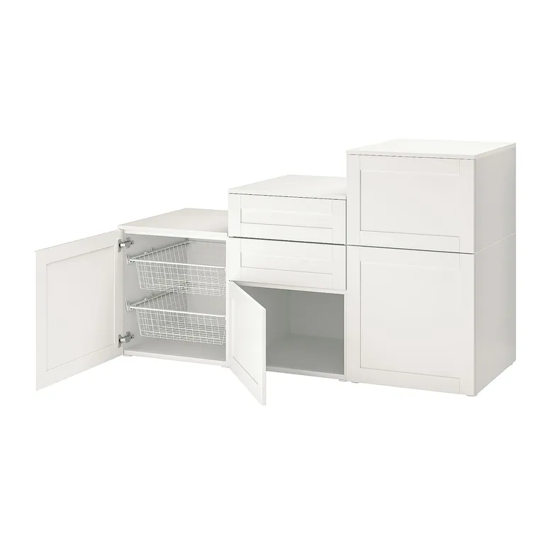 IKEA PLATSA ПЛАТСА, шкаф с дверцами и ящиками, белый / саннидальный белый, 180x57x103 см 094.878.84 фото №1