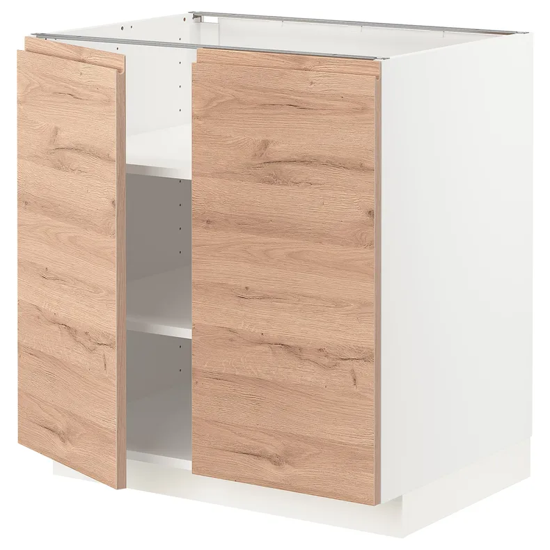 IKEA METOD МЕТОД, підлогова шафа з полицями / 2 дверцят, білий / Voxtorp імітація. дуб, 80x60 см 394.567.77 фото №1