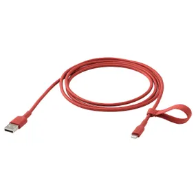 IKEA LILLHULT ЛИЛЛЬХУЛЬТ, кабель USB-A–lightning, красный, 1.5 m 305.284.96 фото