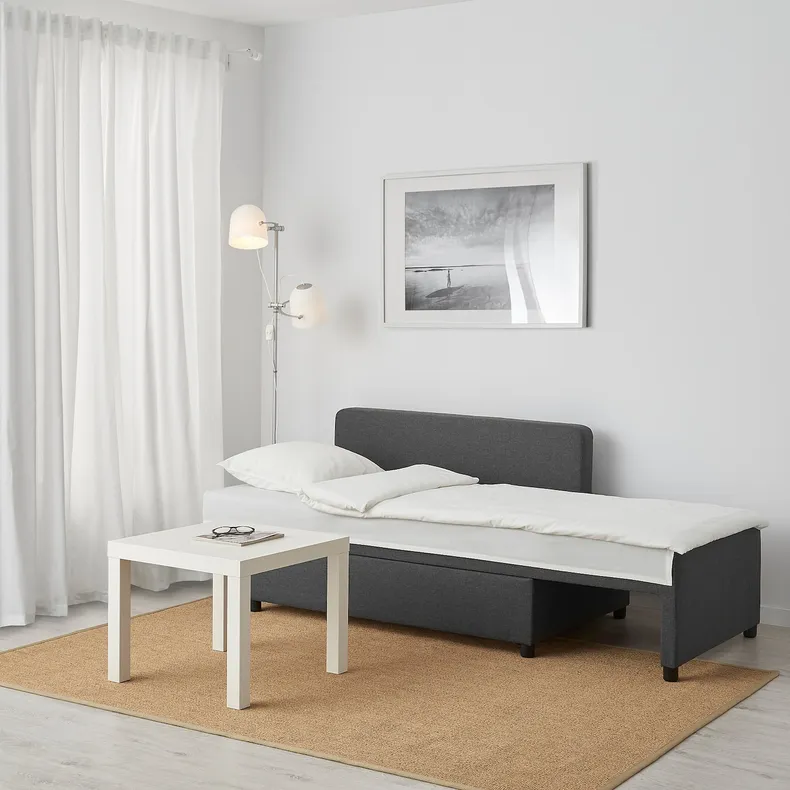 IKEA BYGGET БЮГГЕТ, козетка/диван-кровать, Книса/темно-серый с мусорным ведром 605.030.84 фото №3