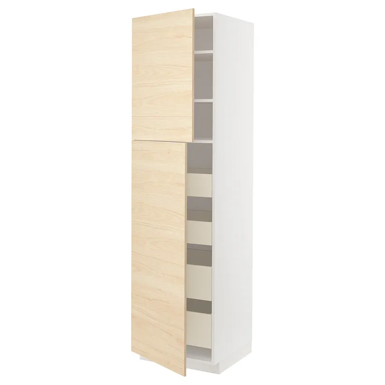 IKEA METOD МЕТОД / MAXIMERA МАКСІМЕРА, висока шафа, 2 дверцят / 4 шухляди, білий / АСКЕРСУНД під світлий ясен, 60x60x220 см 994.659.91 фото №2