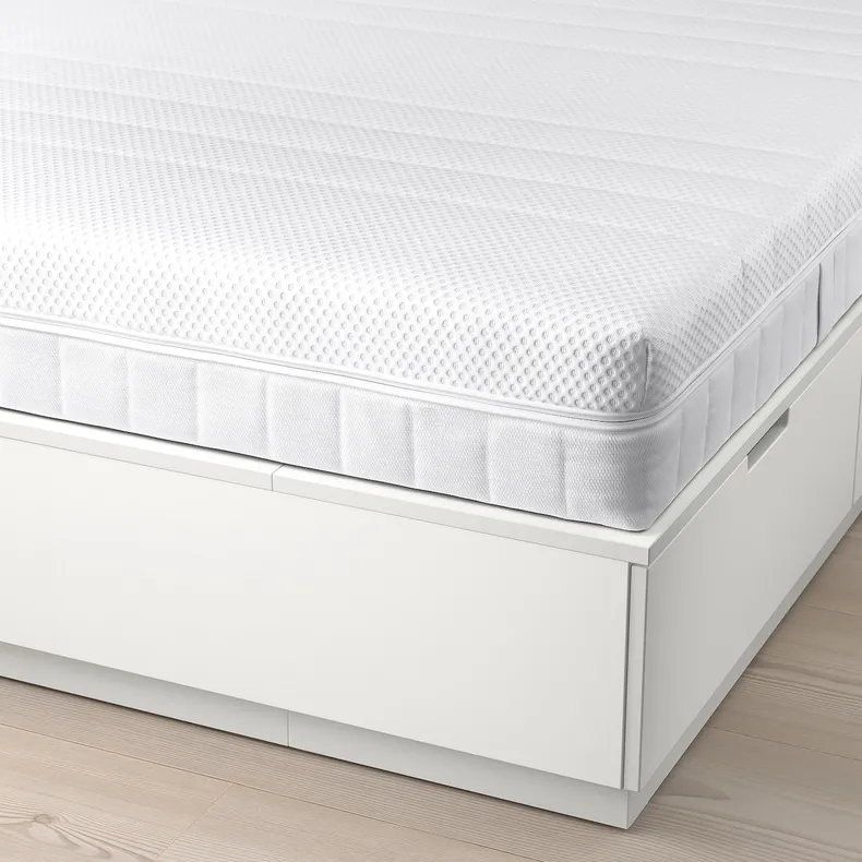 IKEA NORDLI НОРДЛИ, кровать с отд д / хранения и матрасом, белый / Екрехамн средней жесткости, 160x200 см 495.377.16 фото №2