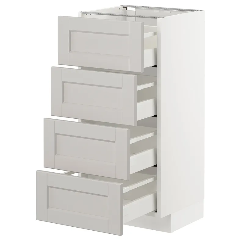 IKEA METOD МЕТОД / MAXIMERA МАКСИМЕРА, напольн шкаф 4 фронт панели / 4 ящика, белый / светло-серый, 40x37 см 792.743.89 фото №1