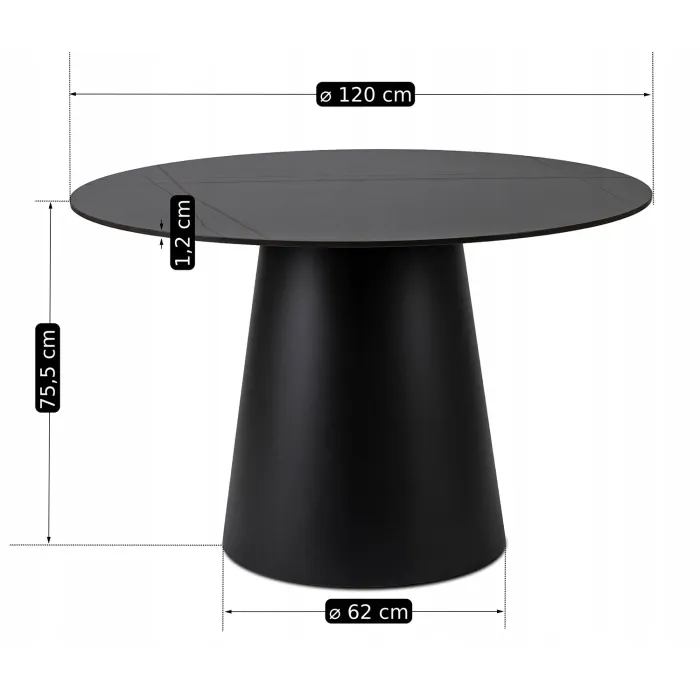 Стол круглый MEBEL ELITE NICOLA, 120 см, Черный фото №10