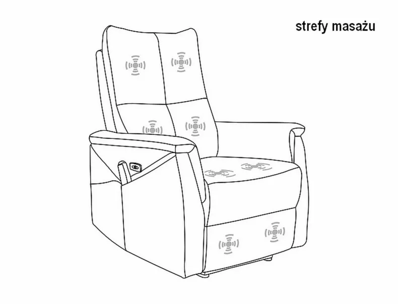 Крісло-реклайнер з функцією масажу SIGNAL NEPTUN M, тканина: сірий фото №9