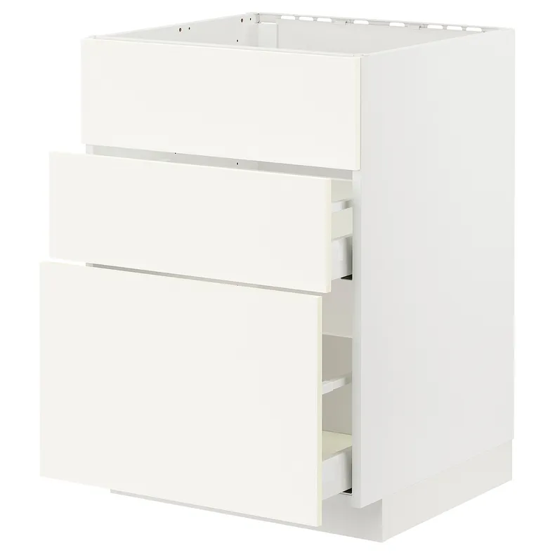 IKEA METOD МЕТОД / MAXIMERA МАКСИМЕРА, шкаф под мойку+3фасада / 2ящика, белый / Вальстена белый, 60x60 см 695.071.86 фото №1