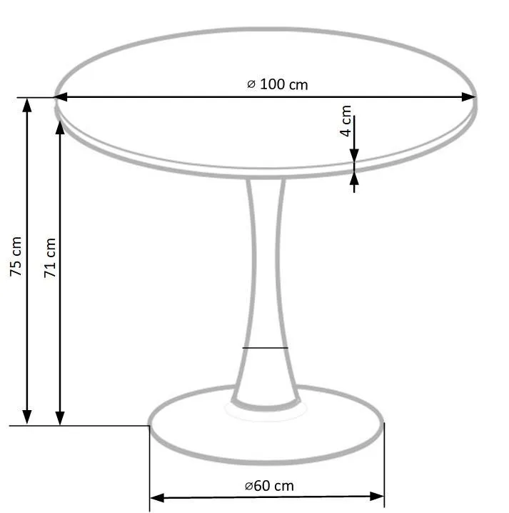 Стол кухонный круглый HALMAR CARMELO 100x100 см, столешница - орех, ножка - черный фото №14