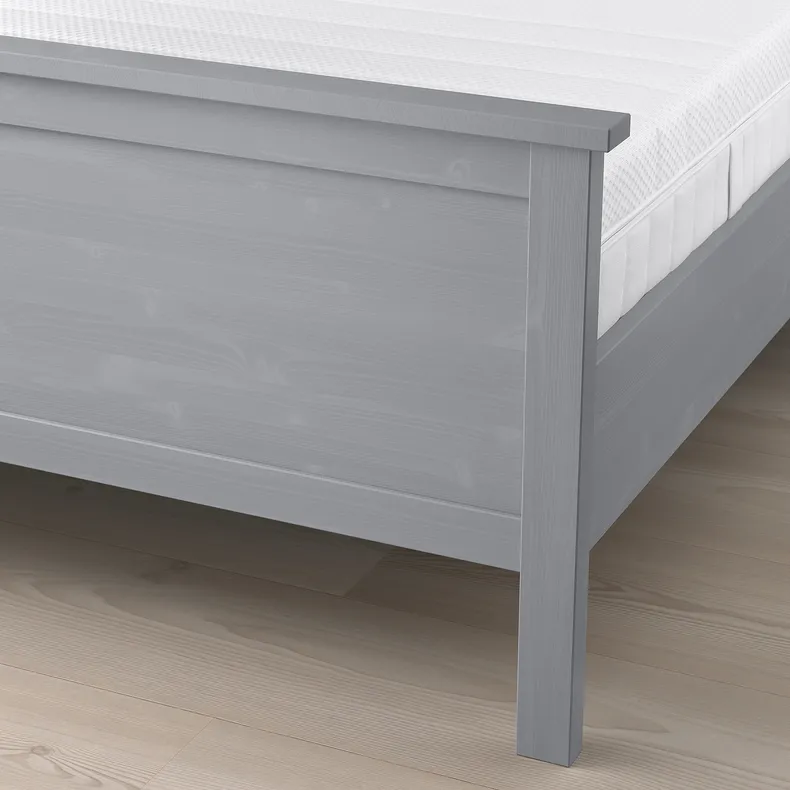 IKEA HEMNES ХЕМНЕС, каркас ліжка з матрацом, фарбований сірий/Екрехамн середньої твердості, 140x200 см 895.433.34 фото №2