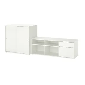 IKEA VIHALS ВІХАЛЬС, комбінація шаф для телевізора, білий, 242x37x90 см 494.406.01 фото