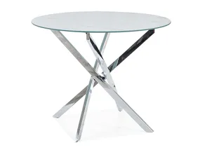 Круглый стеклянный Столик SIGNAL AGIS, белый / хром, 90x90 см фото