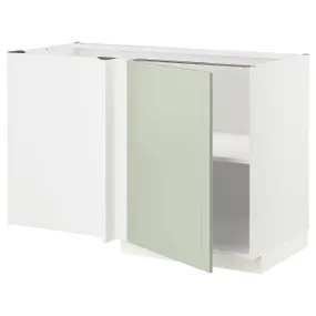 IKEA METOD МЕТОД, угловой напольный шкаф с полкой, белый / светло-зеленый, 128x68 см 494.864.58 фото