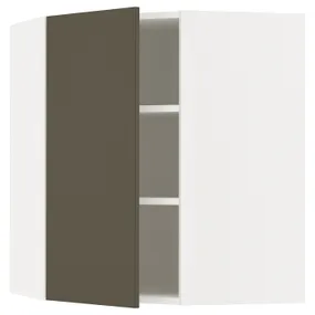 IKEA METOD МЕТОД, угловой навесной шкаф с полками, белый/гавсторпский коричневый/бежевый, 68x80 см 295.584.70 фото