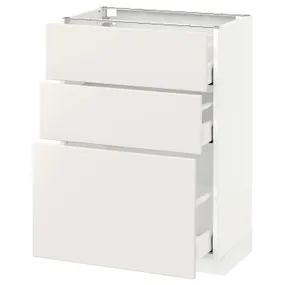 IKEA METOD МЕТОД / MAXIMERA МАКСІМЕРА, підлогова шафа з 3 шухлядами, білий / ВЕДДІНГЕ білий, 60x37 см 190.521.69 фото
