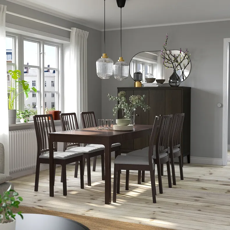 IKEA EKEDALEN ЕКЕДАЛЕН, стілець, темно-коричневий / ОРРСТА світло-сірий 803.407.60 фото №3