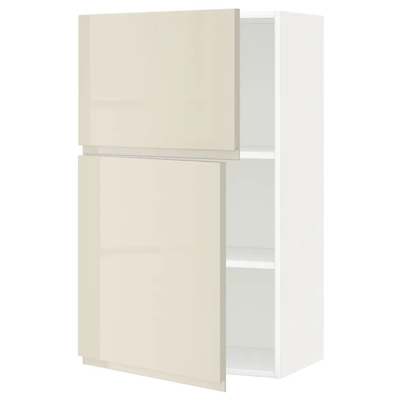 IKEA METOD МЕТОД, навесной шкаф с полками / 2дверцы, белый / светло-бежевый глянцевый Voxtorp, 60x100 см 194.684.94 фото №1