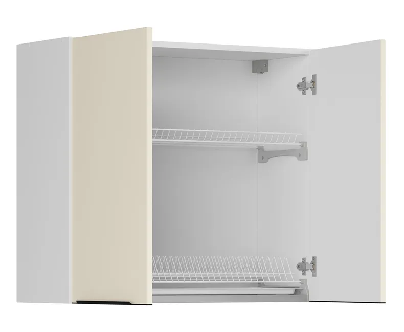 BRW Кухонный верхний шкаф Sole L6 80 см с выдвижным ящиком двухдверный магнолия жемчуг, альпийский белый/жемчуг магнолии FM_GC_80/72_L/P-BAL/MAPE фото №3