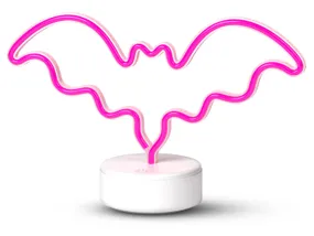 BRW Светодиодная летучая мышь неоновая настольная лампа розовая и белая 093821 фото