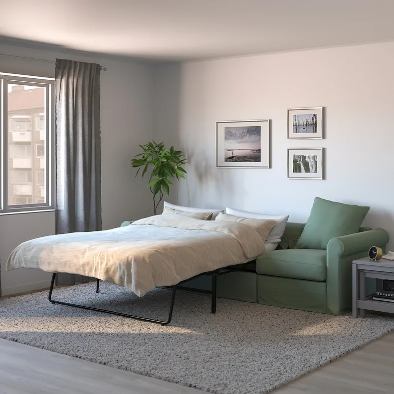 IKEA GRÖNLID ГРЕНЛІД, 3-місний диван-ліжко, ЛЬЙУНГЕН світло-зелений 095.365.92 фото №3
