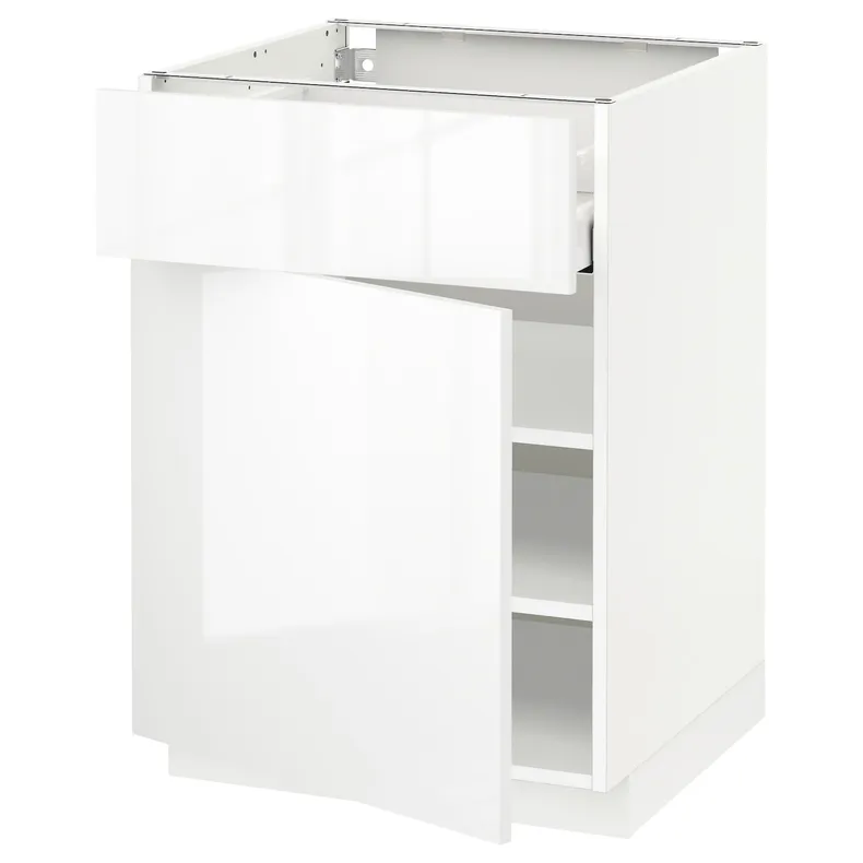 IKEA METOD МЕТОД / MAXIMERA МАКСИМЕРА, напольный шкаф с ящиком / дверцей, белый / Рингхульт белый, 60x60 см 494.604.15 фото №1
