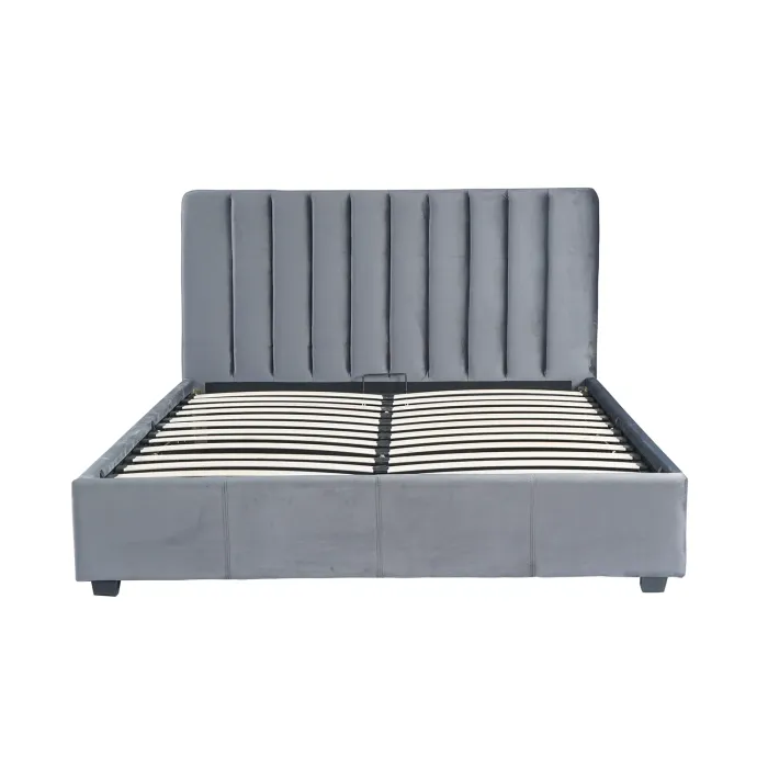 Кровать двуспальная бархатная 160x200 MEBEL ELITE MARI Velvet, серый фото №9