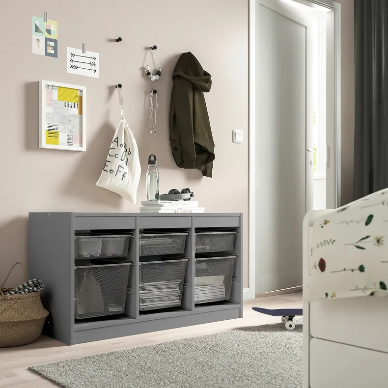 IKEA TROFAST ТРУФАСТ, комбінація для зберіган +контейнери, сірий/темно-сірий, 99x44x56 см 695.151.05 фото №2