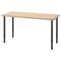 IKEA LAGKAPTEN ЛАГКАПТЕН / OLOV ОЛОВ, письмовий стіл, під білений дуб / чорний, 140x60 см 894.172.60 фото thumb №1