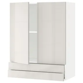 IKEA METOD МЕТОД / MAXIMERA МАКСІМЕРА, навісна шафа, 2 дверцят / 2 шухляди, білий / Ringhult світло-сірий, 80x100 см 494.675.01 фото