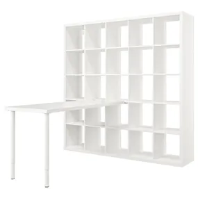 IKEA KALLAX КАЛЛАКС / LAGKAPTEN ЛАГКАПТЕН, стол, комбинация, белый, 182x179x182 см 694.816.81 фото