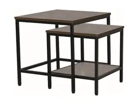 Комплект з 2-х журнальних столиків SIGNAL WENDY B, рустикальний коричневий / матовий чорний, 48x48 фото