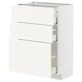 IKEA METOD МЕТОД / MAXIMERA МАКСИМЕРА, напольный шкаф с 3 ящиками, белый / Вальстена белый, 60x37 см 495.072.29 фото