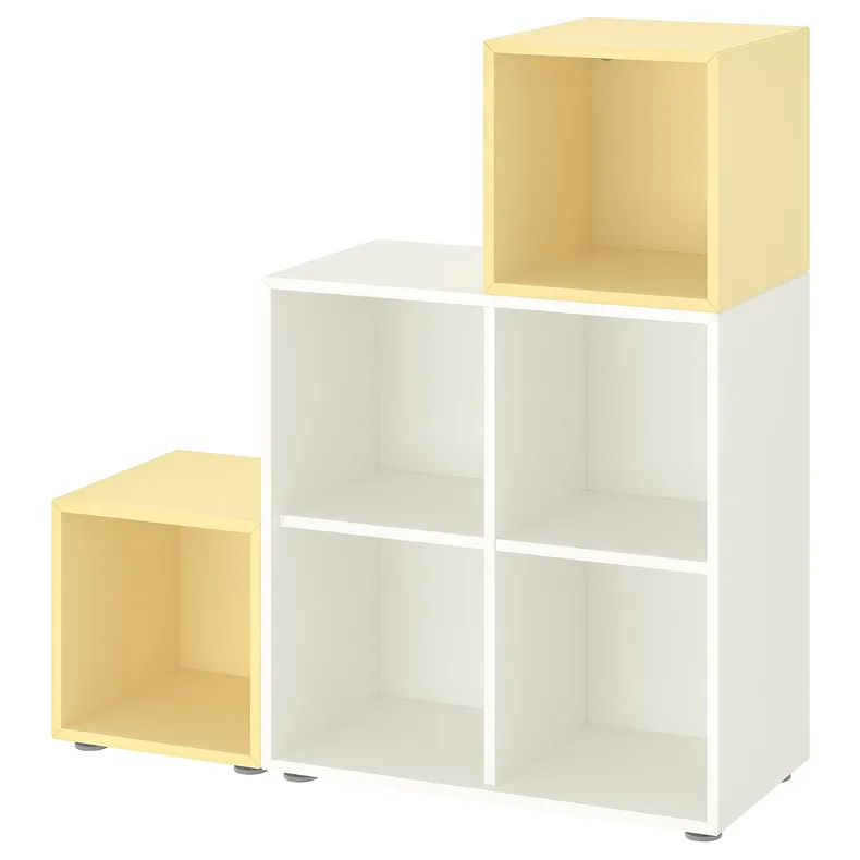 IKEA EKET ЭКЕТ, комбинация шкафов с ножками, белый / бледно-желтый, 105x35x107 см 495.218.43 фото №1