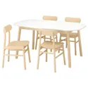 IKEA VEDBO ВЕДБУ / RÖNNINGE РЁННИНГЕ, стол и 4 стула, белый / берёзовый, 160x95 см 193.068.78 фото thumb №1