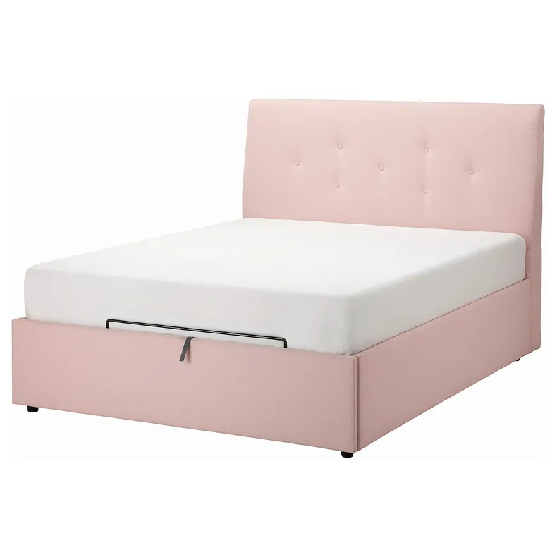 IKEA IDANÄS ІДАНЕС, ліжко з підіймальн механізм і оббив, Gunnared блідо-рожевий, 140x200 см 904.589.66 фото №1
