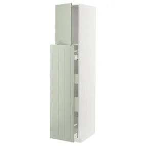 IKEA METOD МЕТОД / MAXIMERA МАКСІМЕРА, висока шафа/висувна секція/1дв/4шх, білий/Стенсунд світло-зелений, 40x60x200 см 894.864.23 фото